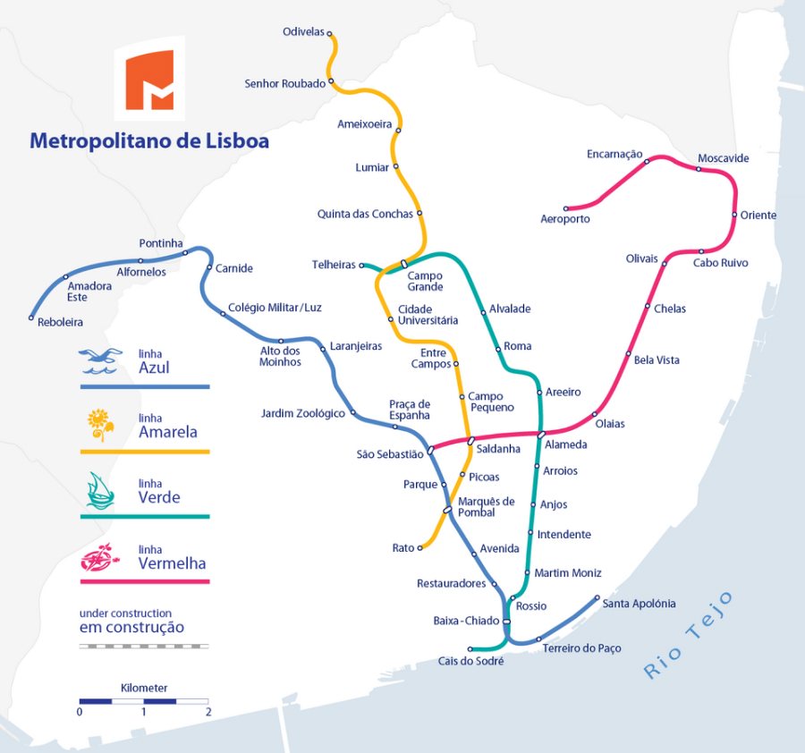 mapa metro Lisabon